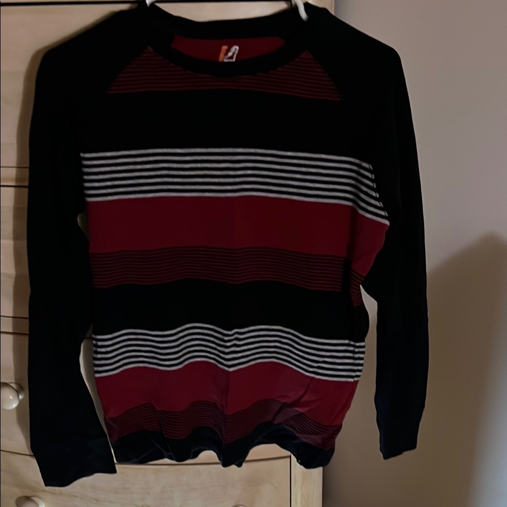 Striped Black and Red Long Sleeve Sweater